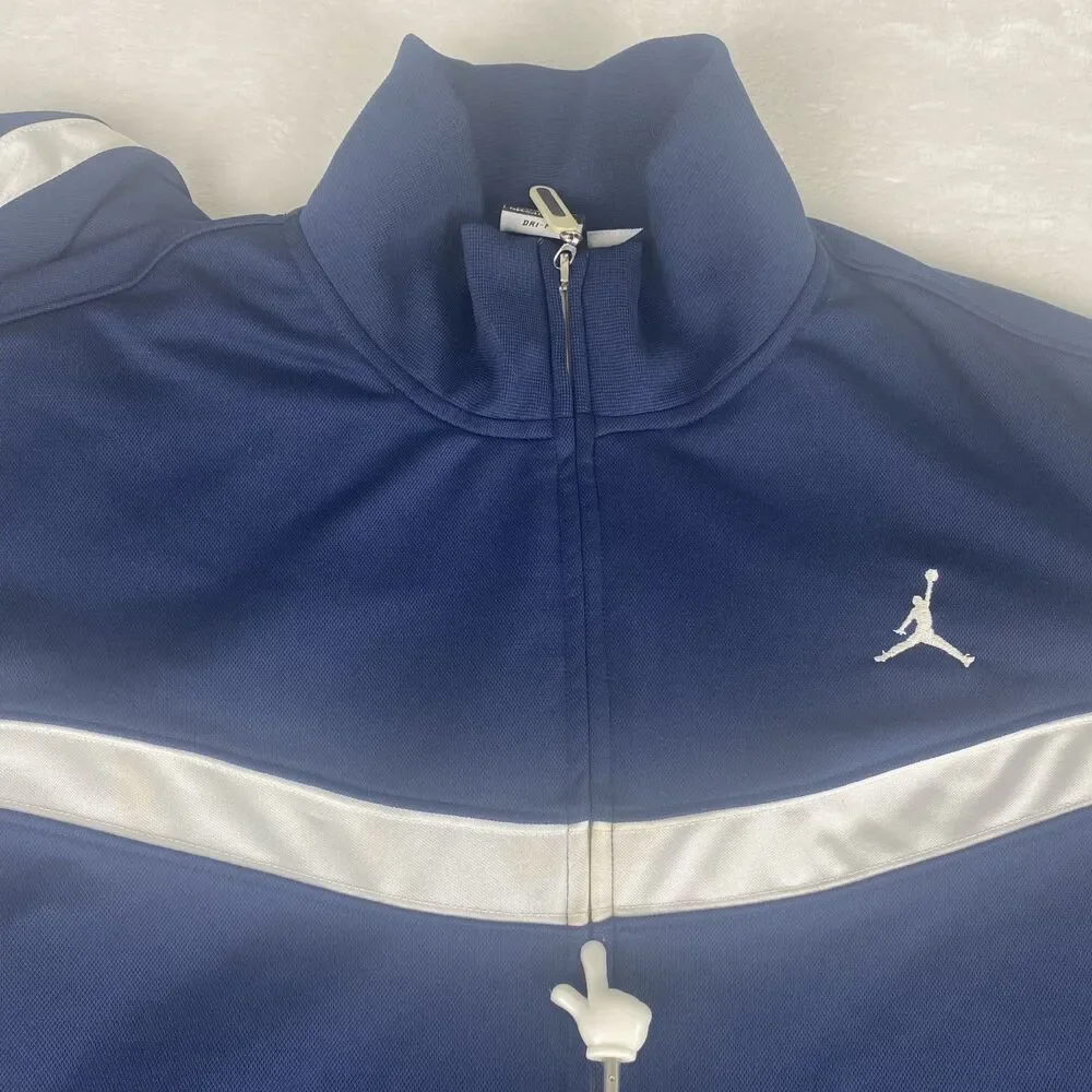 Jordan Dri Fit Jacket Mens XL Blue Logo Full Zip Athletic Sportswear Casual